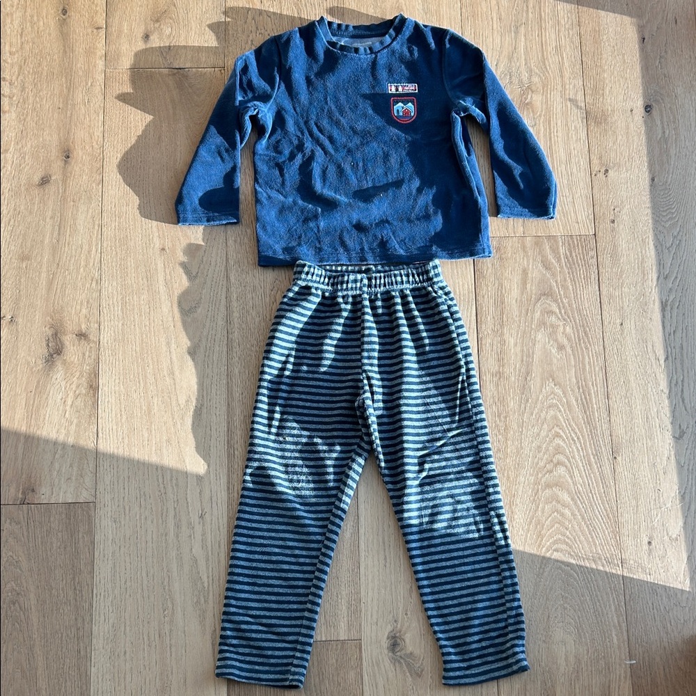 Vertbaudet Blue Striped winter pajama set